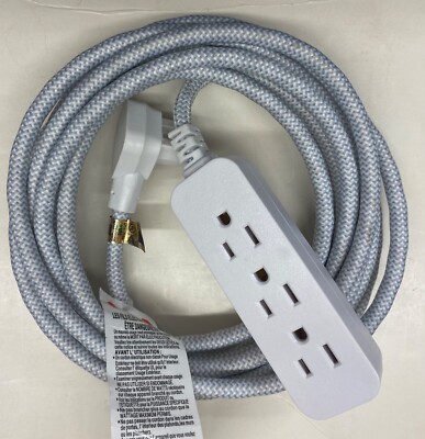 Jasco Decor Cordinate 3-Outlet Extension, Braided Fabric Cord, 15 ft (50011)