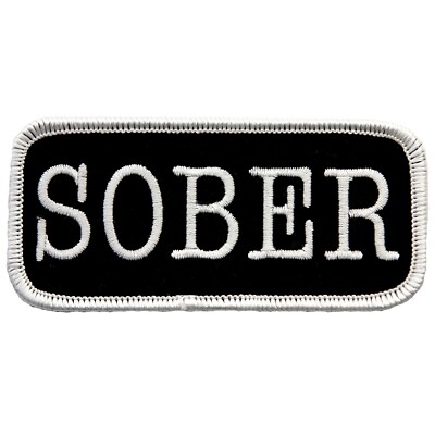 SOBER embroidered iron-on PATCH AA 12-STEP RECOVERY new SOBRIETY BIKER NAMETAG