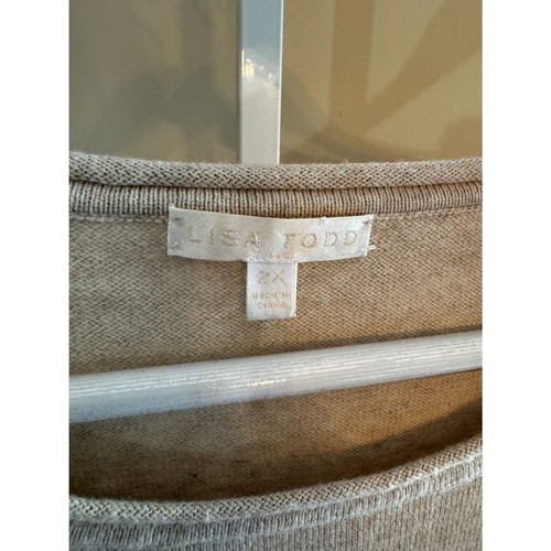 Gorgeous Lisa Todd sweater 2X; beige and orange cotton and cashmere - Picture 2 of 5
