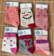 Baby Gap Socks 6 pairs GIRLS 12-24 Months Cat Snowman Bow Stripes Dots SET 5