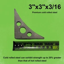 Weldable Steel Gussets, 3”x3"x 3/16”-Set of (10) Roll Cage Gussets, Cold Rolled