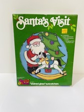 Rare 1985 Vtg Makit & Bakit Santas Visit Stained Glass Suncatchers New Sealed