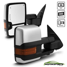 Fit 16-21 Tacoma Power Heated Turning Chrome Towing Mirrors+Back up Light+BSM