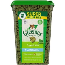 FELINE GREENIES Catnip Dental Treats Crunchy Breath Freshening 21 oz