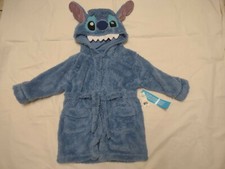 NWT Stitch Bathrobe Costume Kid 's Size 4 Disney Store Hooded Blue Fuzzy New