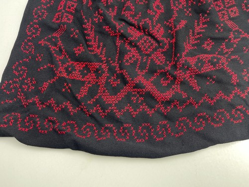 Vintage Handmade Black Red Cross-Stitched Design Holiday Bag Purse Handbag Hobo - Picture 13 of 20