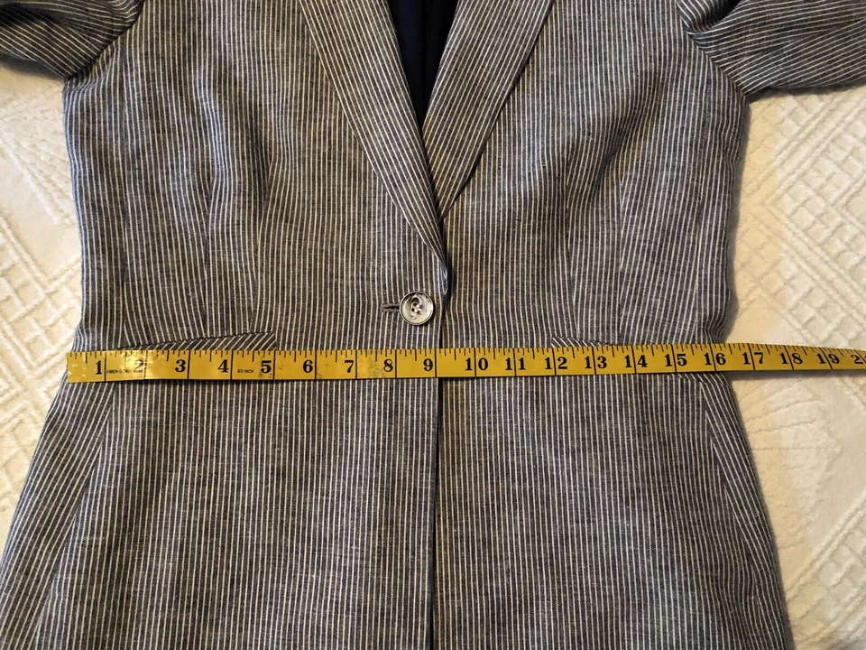 Blazer Antonio Melani Mezcla Lino Rayas Un Botón Talla 6 Foto 4 de 4