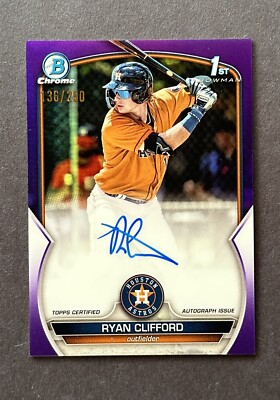 2023 Bowman Chrome RYAN CLIFFORD #CPA-RC Purple Refractor Autograph /250 Mets