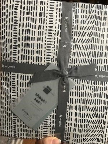 West Elm Bomu Sheet Set Midnight Blue Queen Percale Bamboo Dash Organic 4pc🦩