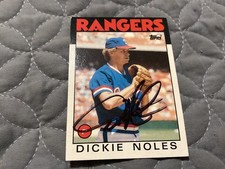 DICKIE NOLES SIGNED 1986 TOPPS MINT CARD # 388 RANGERS / FREE POSTAGE!!!!