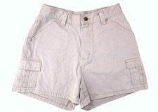 Vintage Lee Tan Cargo Khaki Shorts High Waist Women Size 28" Waist 6 Pocket Mom