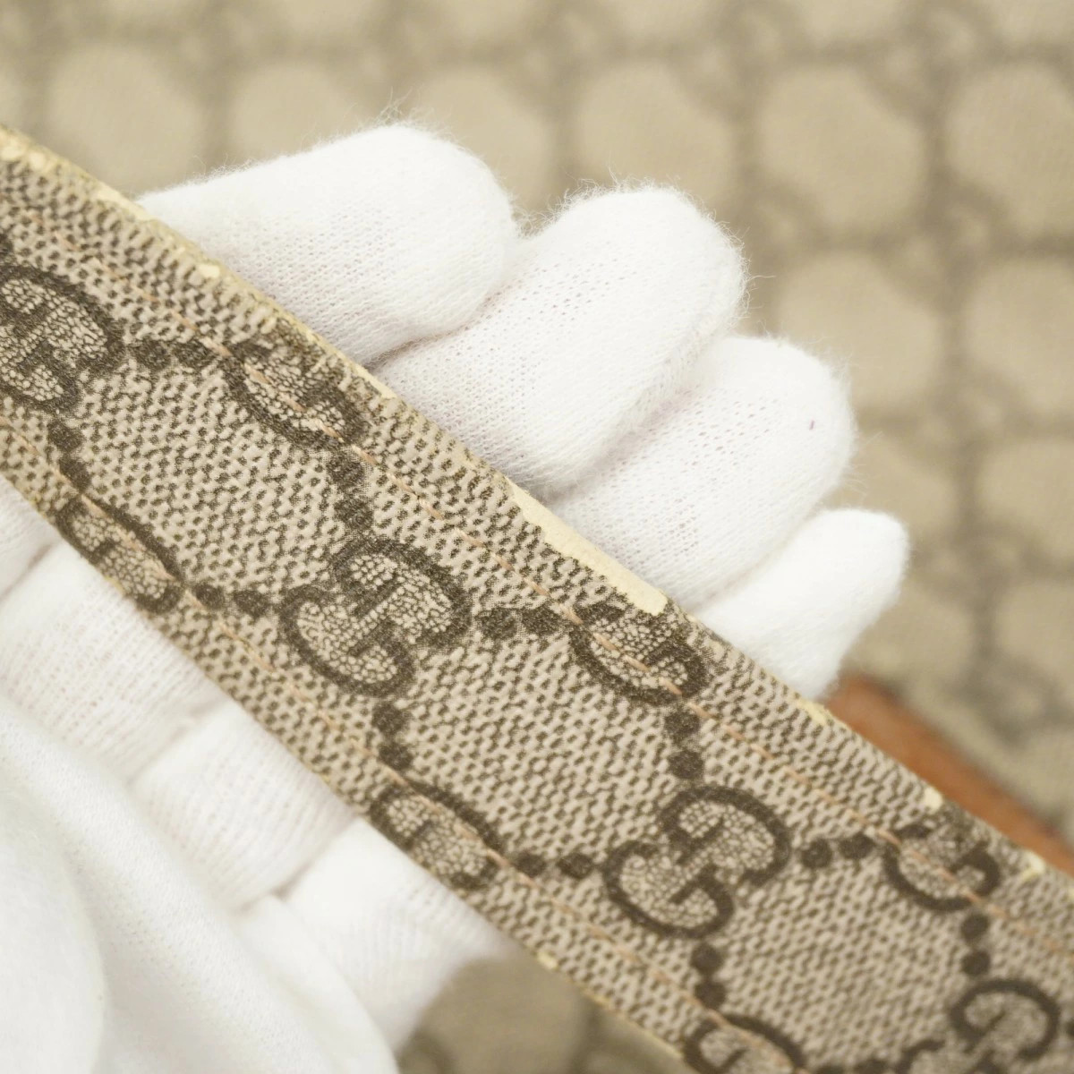 Gucci GG Supreme Sherry Leather Tote Bag Brown Champagne Gold thumbnail 8