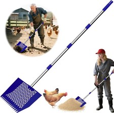 2-in-1 Chicken Poop Scooper  Rake, 12" Wide 63.0"L x 12.0"W x 3.0"H, Blue
