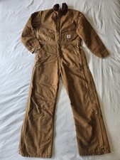 VTG Carhartt Duck Quilt Lined Coverall, Brown, 36 Regular, Made In Usa, X01 BRN