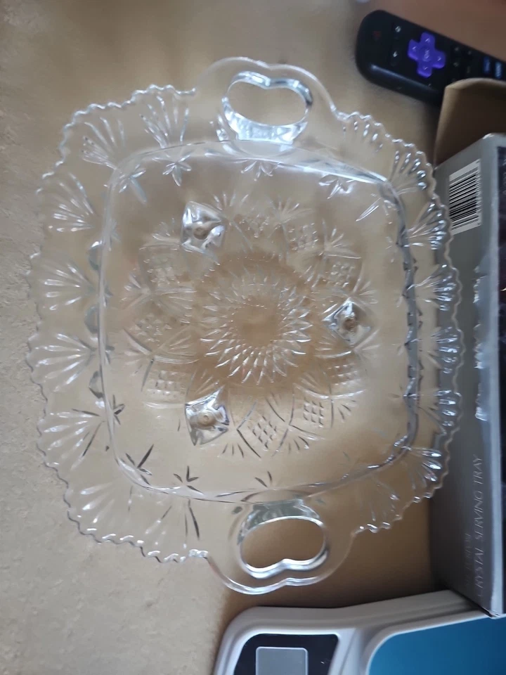 Alco 9" Crystal Serving Dish Square With Handles Vintage - Изображение 2 из 4