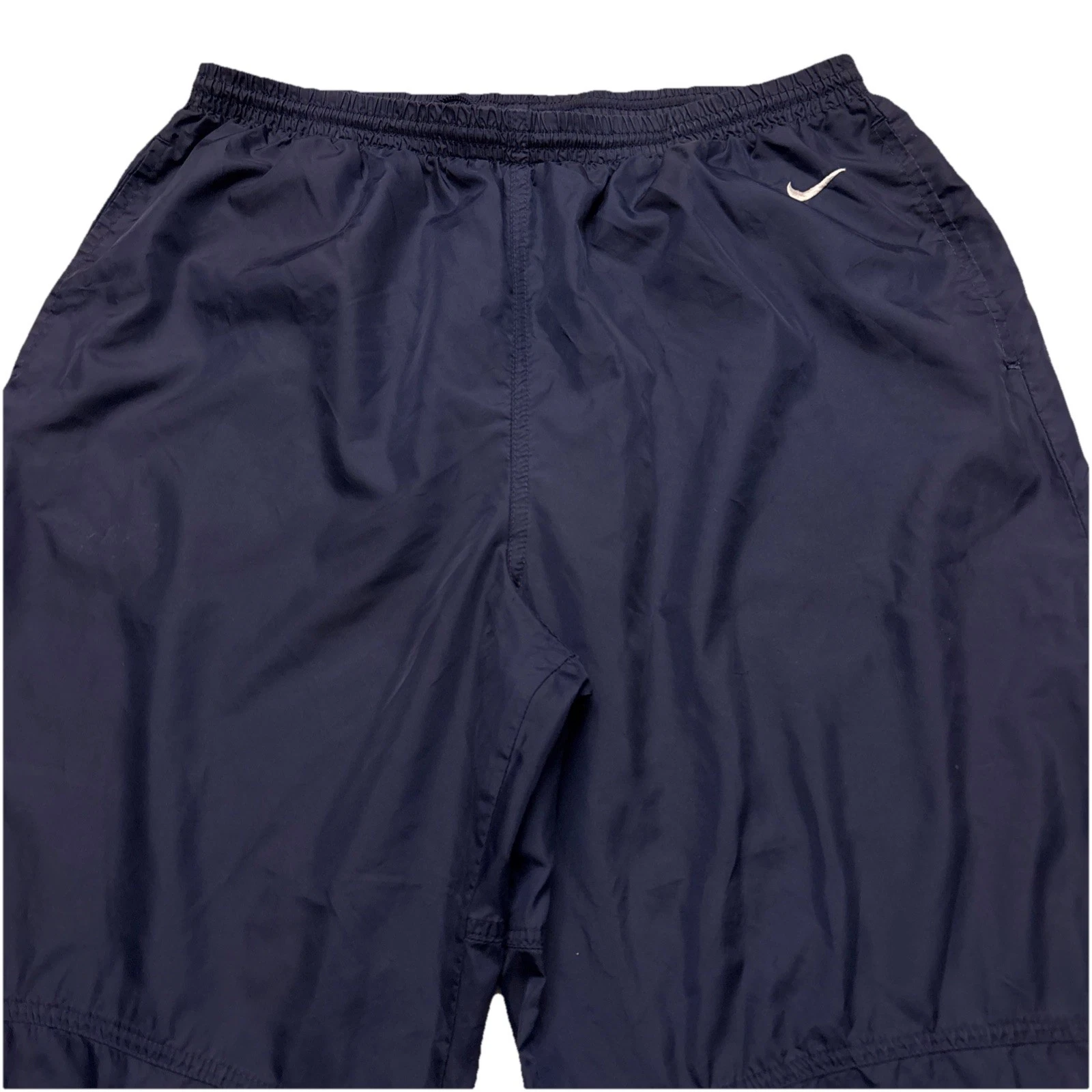 Vintage 90s Nike Navy Nylon Track Pants White Tag Baggy Windbreaker Sz 2XL