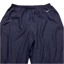 Vintage 90s Nike Navy Nylon Track Pants White Tag Baggy Windbreaker Sz 2XL
