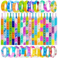 120 Pcs Pop Bubble Bracelet Fidget Toys, Pop Wristband Fidget Bulk Toy for Pa...