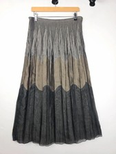 Doris Streich Vintage Ombre Midi Skirt Size 16 | Grey Khaki | Boho Whimsy