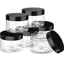 6 Pack 6oz Plastic Jars Containers with Lids Wide-mouth Refillable 6 oz Black