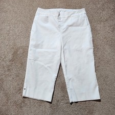 Chico's Capri Pants Women 1.5 US 10 White Brigitte Slim Rivet Pull On