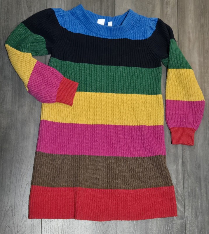 GAP Kids Girl's Happy (Broad Rainbow) Stripe Sweater Dress - Size M(8)