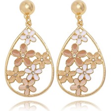 Boho Flower Earrings for Women Gold Plated Floral Teardrop Dangle Earrings Trend