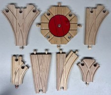 Wooden Train Track Lot Turntable 2  3 Way Switch Thomas Brio Compatible Mixed 4