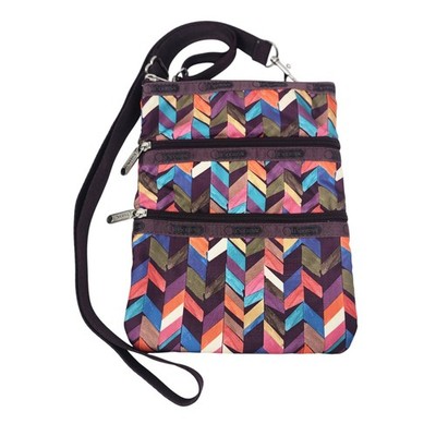 LeSportsac Crossbody Bag Womens Multicolor Chevron Triple Zip Travel Purse