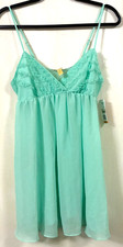 Flora Nikrooz Nightgown Seafoam Short Chiffon and Ruffle Trim Women's Small NWT