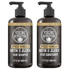 Viking Revolution Spiced Vanilla Mens Shampoo and Conditioner Set with Biotin an
