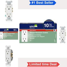 15 Amp Tamper Resistant Duplex Outlet 10 Pack White 120V 2 Outlets Wall