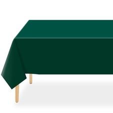 Dark Green Plastic Table Cloth Disposable 2 Pack, 54 x 108 Inch Tablecloths f...