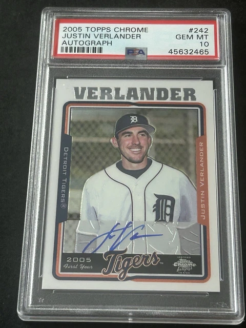 2005 Topps Chrome Justin Verlander Rookie Auto PSA 10