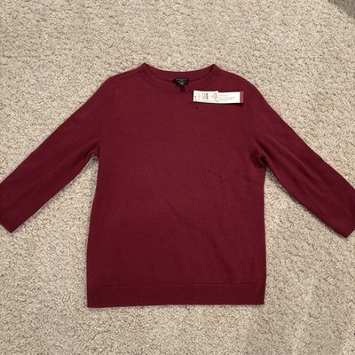 Talbots Petite 100% Pure Cashmere Soft Burgundy Maroon 3/4 Sleeve Sweater *Read*