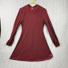 Lulus Dress Woman’s Medium Red Velvet Stripe Stretch 