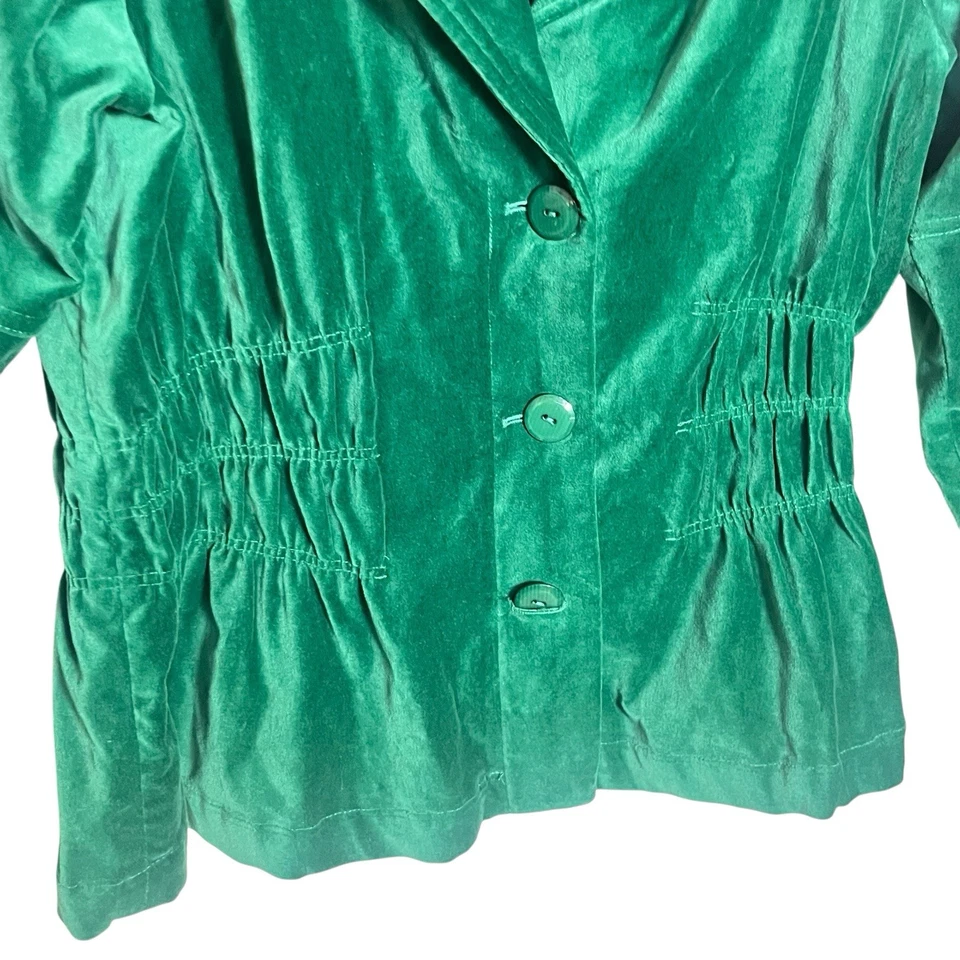 CHAQUETA BLAZER DE TERCIOPELO VERDE JOAN RIVERS FESTIVA NAVIDAD VACACIONES TALLA GRANDE 1X Foto 2 de 4