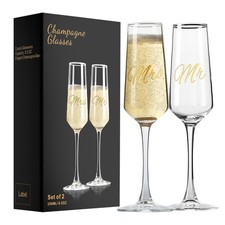Mr and Mrs Wedding Champagne Flutes Set of 2, Bride and Groom Champagne Glass...