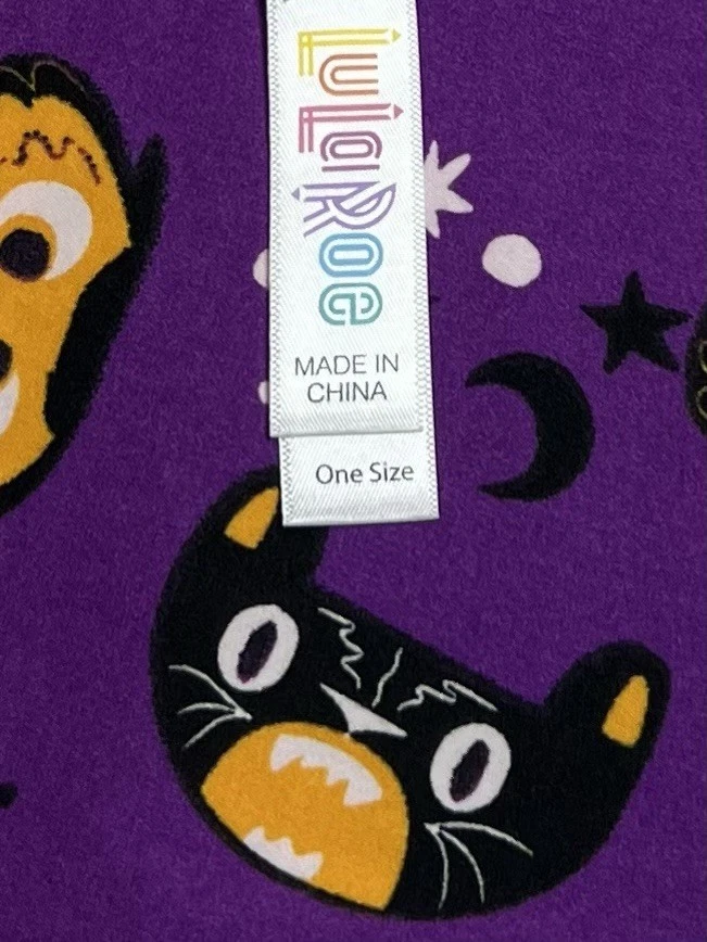 LuLaRoe Leggings OS One Size HALLOWEEN Cat Animal PURPLE Moon OWL SKULL CROW Fun - Image 4 of 4