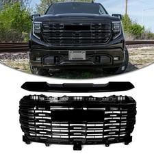 Fit For Gmc Sierra 1500 Denali 2022-2025 Front Upper Grille Gloss Black Grill