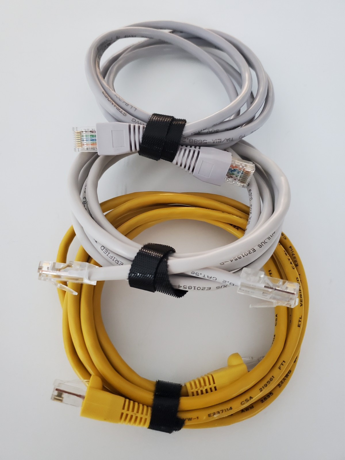 ethernet cable x3, cat 5e: lengths 5 and 5 and 6 ft; and 1FT PINK CABLE (no pic)-image