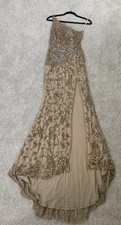 Sherri Hill Gold 00 Prom Dress With Slit