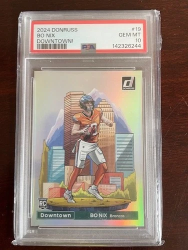 2024 Donruss PSA 10 Bo Nix Downtown! RC Rookie SSP #19 Broncos