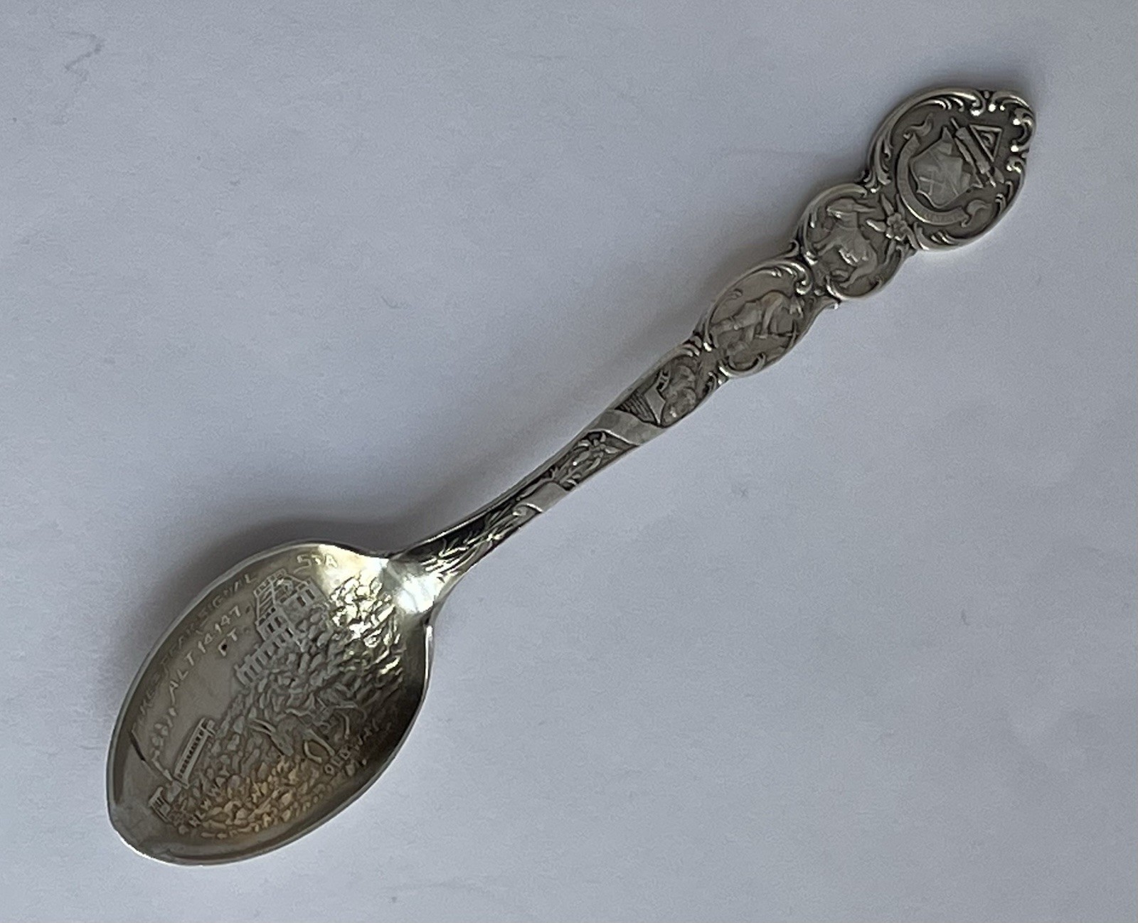 VTG Sterling Silver Spoon Pikes Peak Signal Station Train Mining Mule Indian