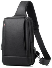 Men's Sling Bag Shoulder Messenger Bag with USB Charging Port Lightweight