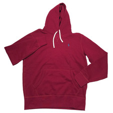  138 Polo Ralph Lauren Red Pullover RL Fleece Hoodie Mens Size Small