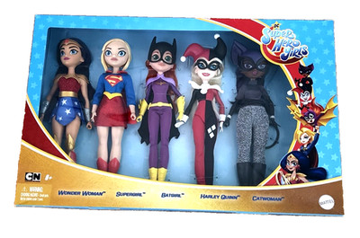 NEW DC Super Hero Girls Dolls 5PC set Batgirl W Woman Supergirl Harley Catwoman