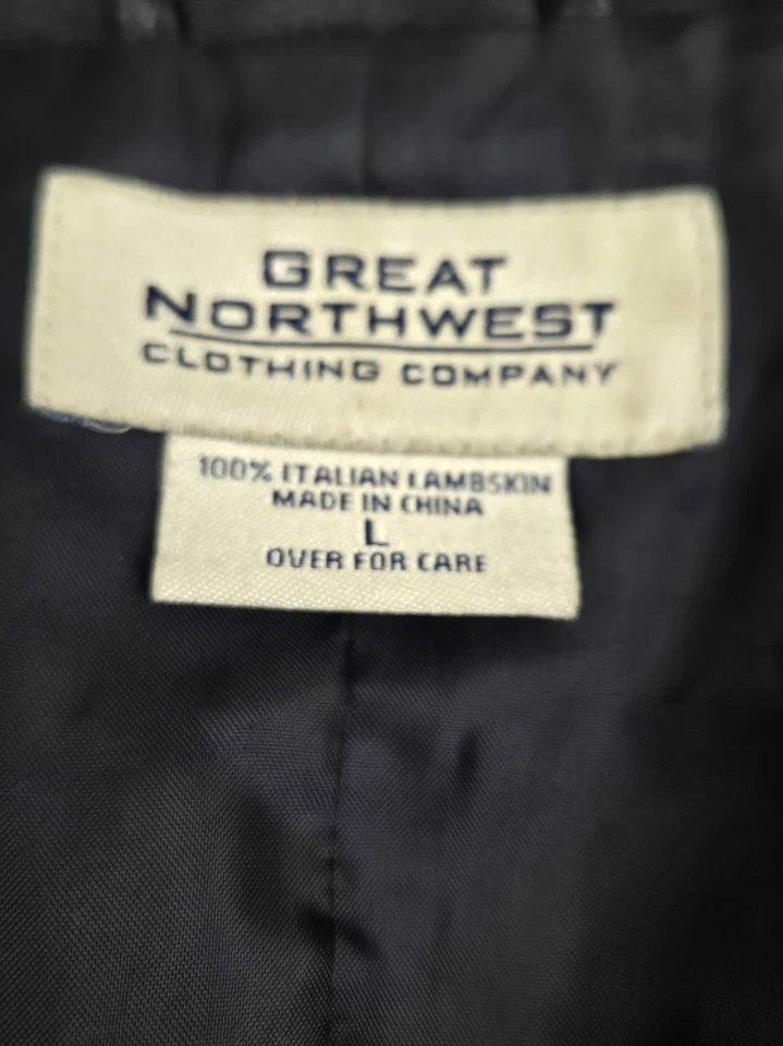 Chaqueta de cuero Great Northwest italiana de piel de cordero negra con 3 botones talla L Foto 2 de 4