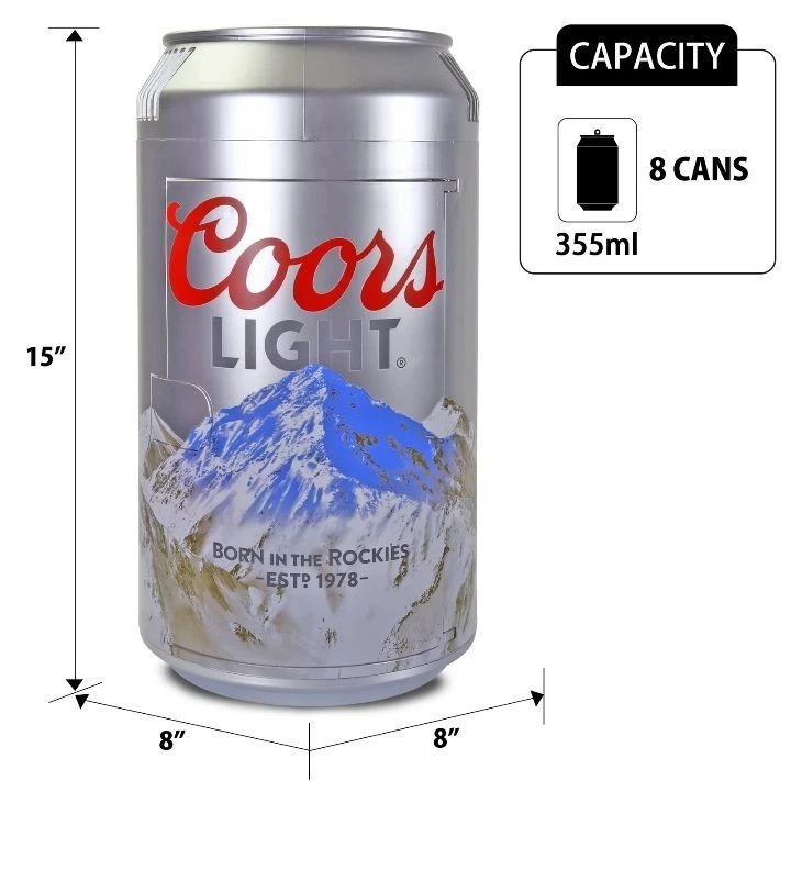 Mini refrigerador portátil Coors Light de 8 latas elegante refrigerador sin hielo 5,4 L Foto 2 de 4
