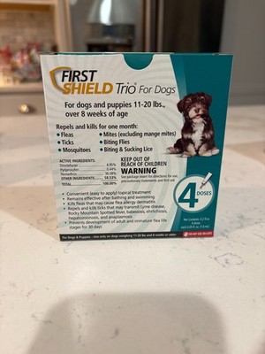 First Shield Trio For Dogs 11-20Ibs Topical Treatment NIB